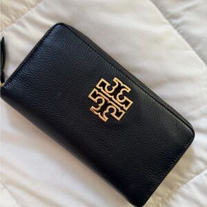 Tory Burch Black Wallet with Gold Logo